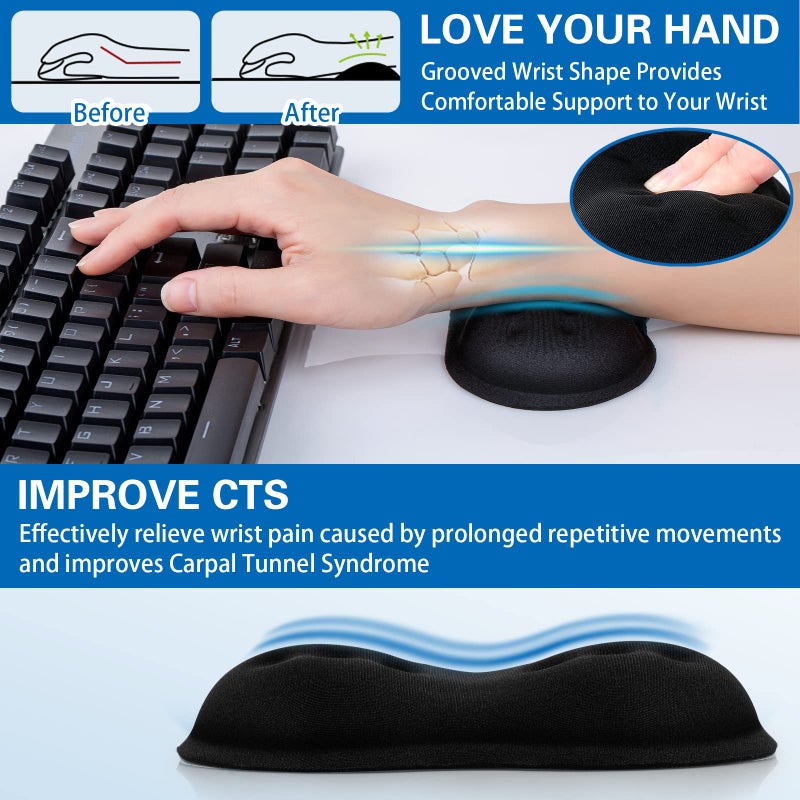Canjoy 2 Pack Mouse Wrist Rest Support  Canjoy Memory Foam Mouse Wrist Rest Pad Support Cushion  Superfine Fibre Soft Ergonomic Hand Rest Support - Image 3